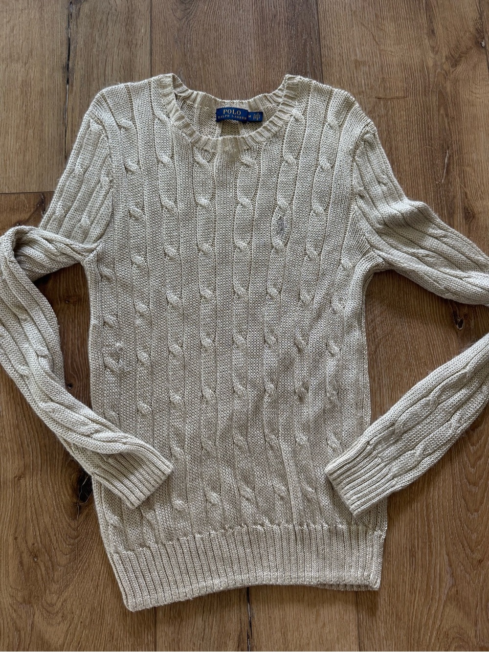 Polo by Ralph Lauren Cream Cable-Knit Crewneck Sweater